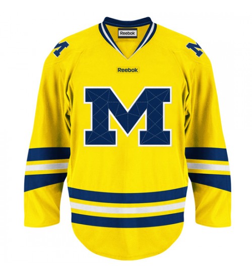 Custom 11-12 Dylan Larkin 19 Michigan Wolverines Maize Alternate Hokcey Jersey Yellow